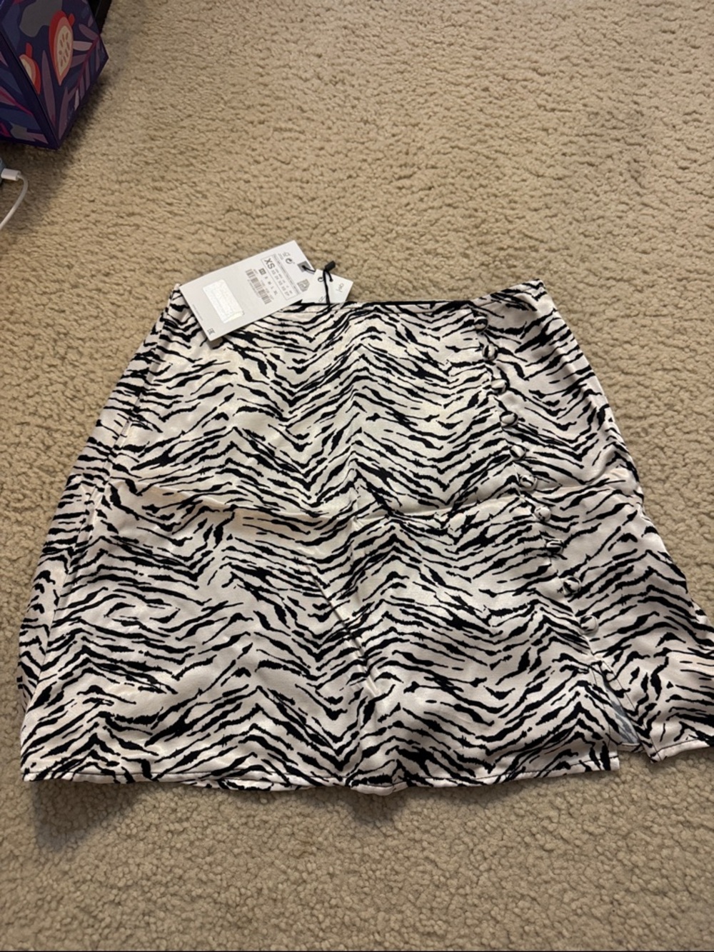 Zara Black & White Zebra-Print Mini Skirt